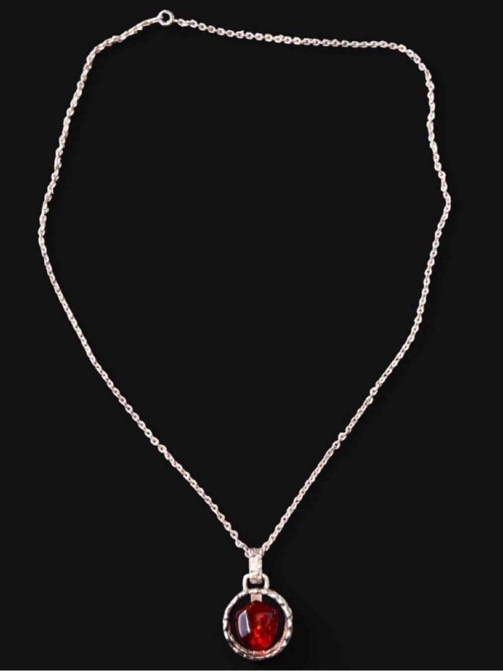 Sterling Silver Blood Red Gemstone Pendant Necklace - Women Jewelry